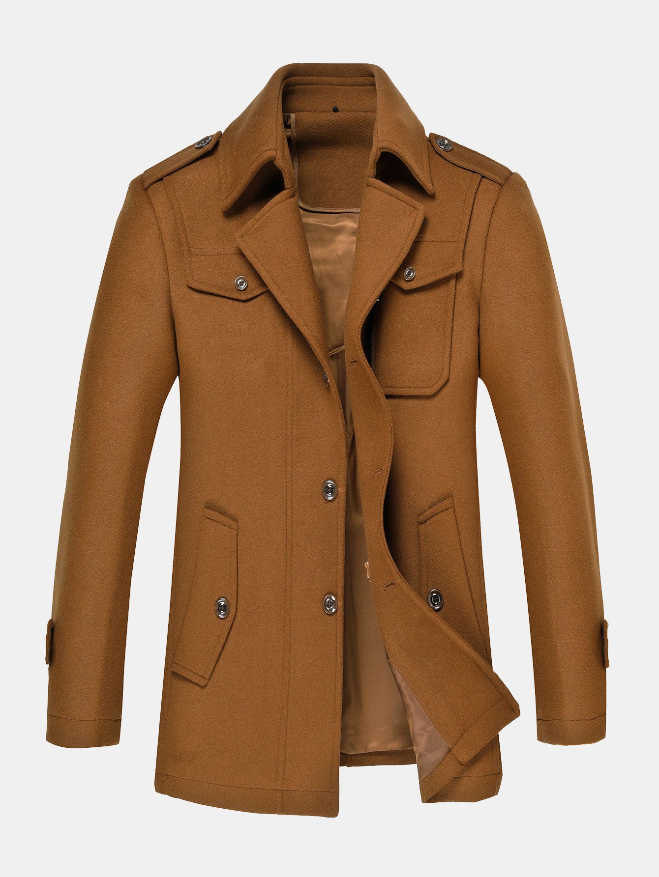 Double Layer Detachable Neck Woolen Coat