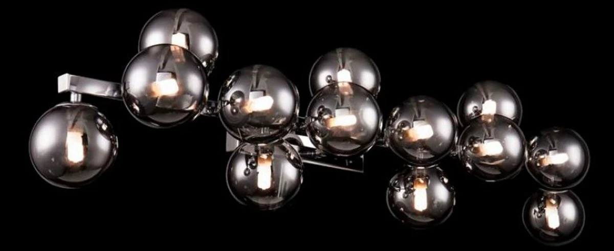 Casa Padrino lámpara de pared de diseñador plata / gris 95 x 23 x H. 24 cm - Lámpara de Pared Moderna con Pantallas Esféricas