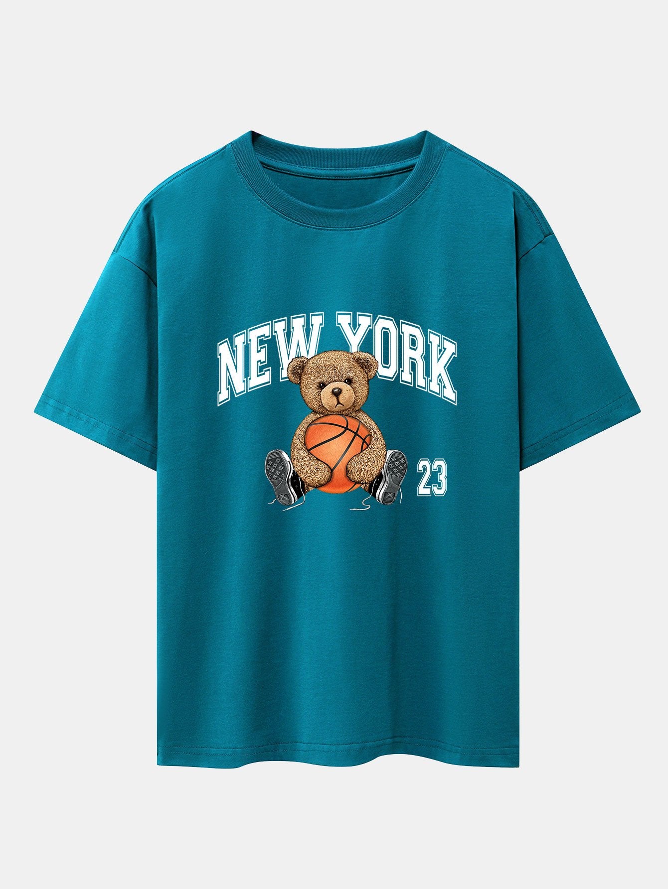 New York Basketball Bear Print Heavy Weight Oversize T-Shirt