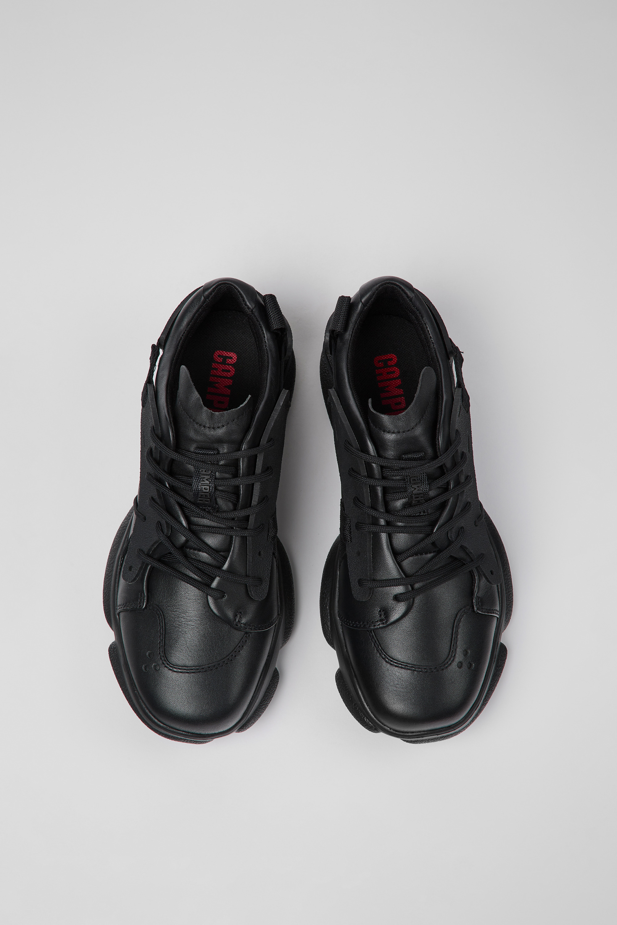 Karst - Black leather and textile sneakers for women