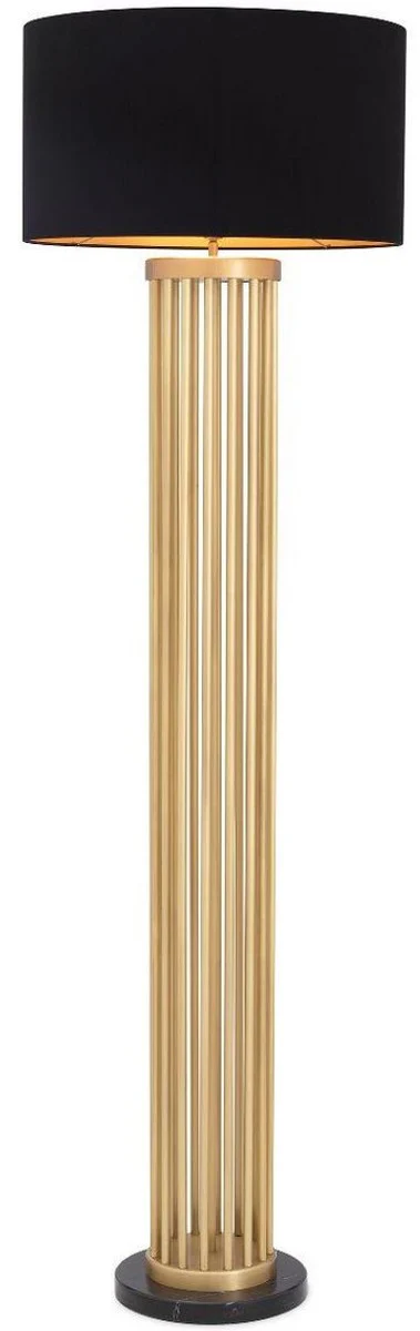 Casa Padrino lámpara de pie de metal de lujo con base de mármol latón antiguo / negro Ø 55 x A. 188 cm - Calidad de Lujo