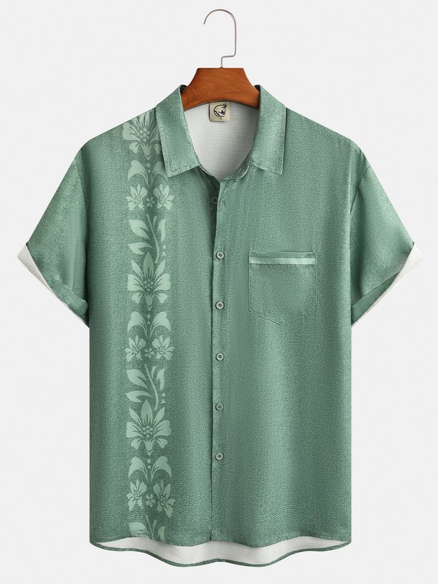 Tropical Floral Print Short Sleeve Casual Shirt