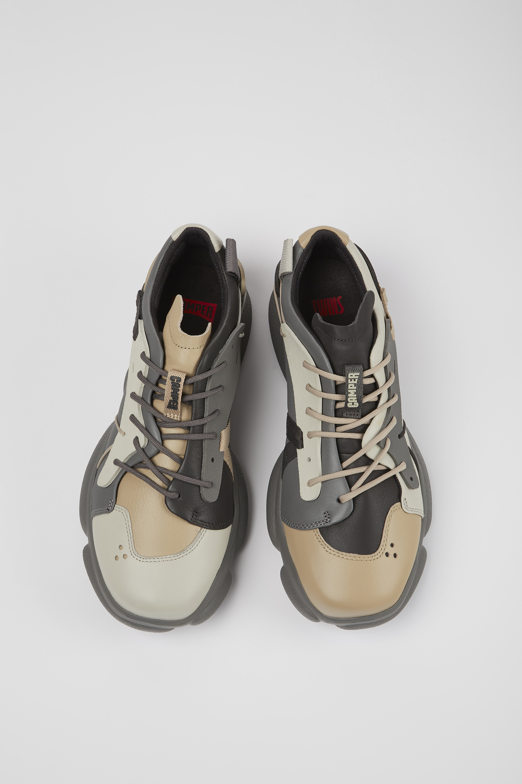 Twins - Multicolored leather and textile sneakers for men