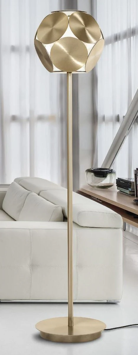 Casa Padrino lámpara de pie LED de lujo latón Ø 35 x A. 160 cm - Lámpara de pie LED redonda regulable - Lámparas de pie de lujo - Calidad de lujo - Hecho en Italia