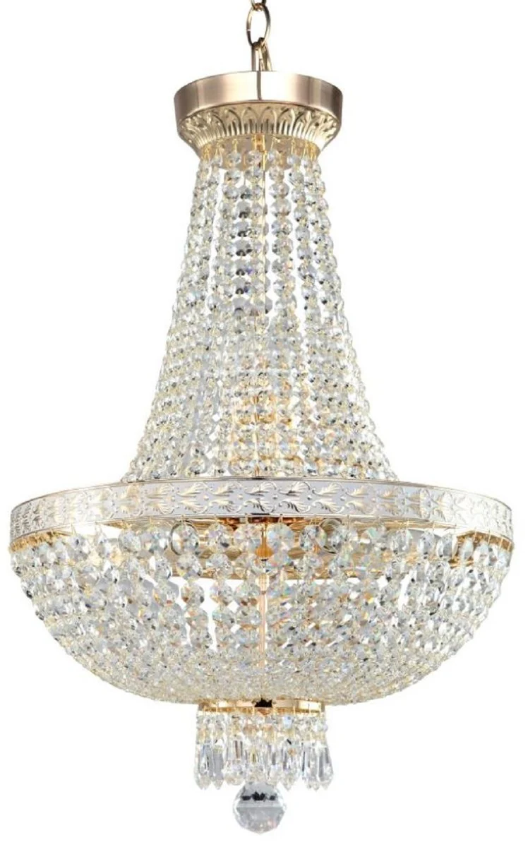 Casa Padrino araña de luces de cristal barroco oro Ø 40 x A. 81 cm - Lámpara de araña redonda de estilo barroco - Araña de salón barroco - Noble y Magnífica