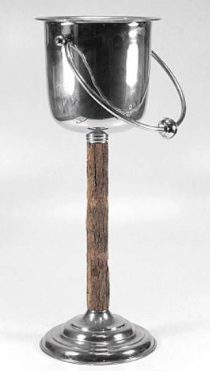 Casa Padrino enfriador de vino de lujo plata / marr¨®n ? 24 x H. 63 cm - Enfriador de Vino de Lat¨®n con Mango