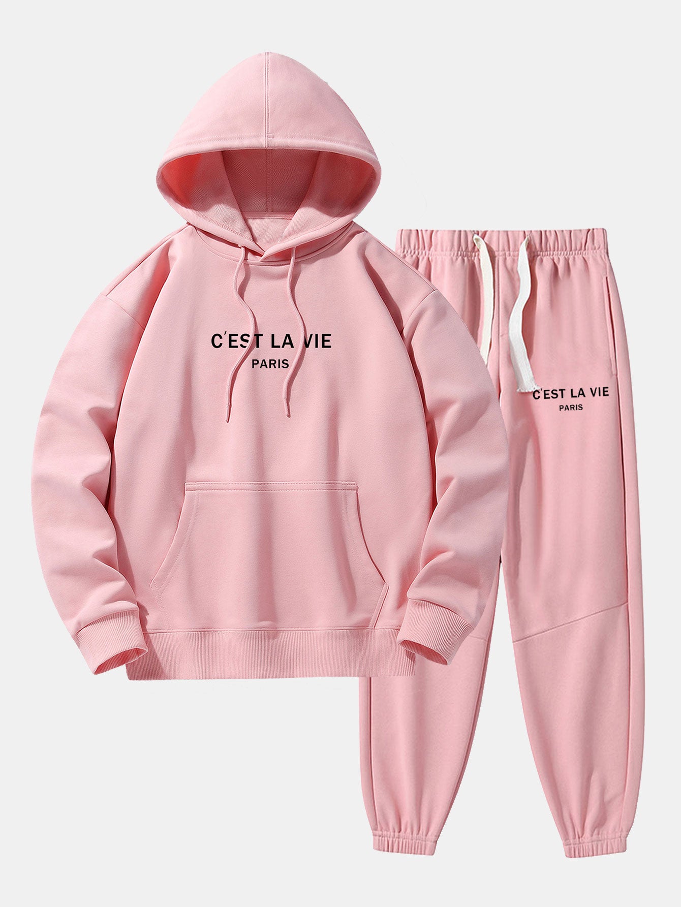 Paris Print Cotton Blend Hoodie & Jogger Pants