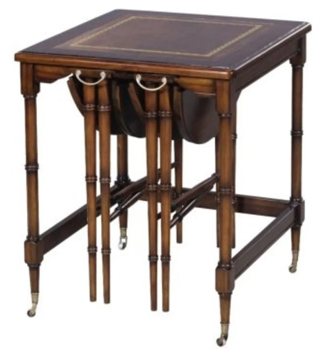 Casa Padrino mesa auxiliar set lateral de caoba de lujo marrón 48 x 48 x H. 59 cm - Muebles para Hoteles