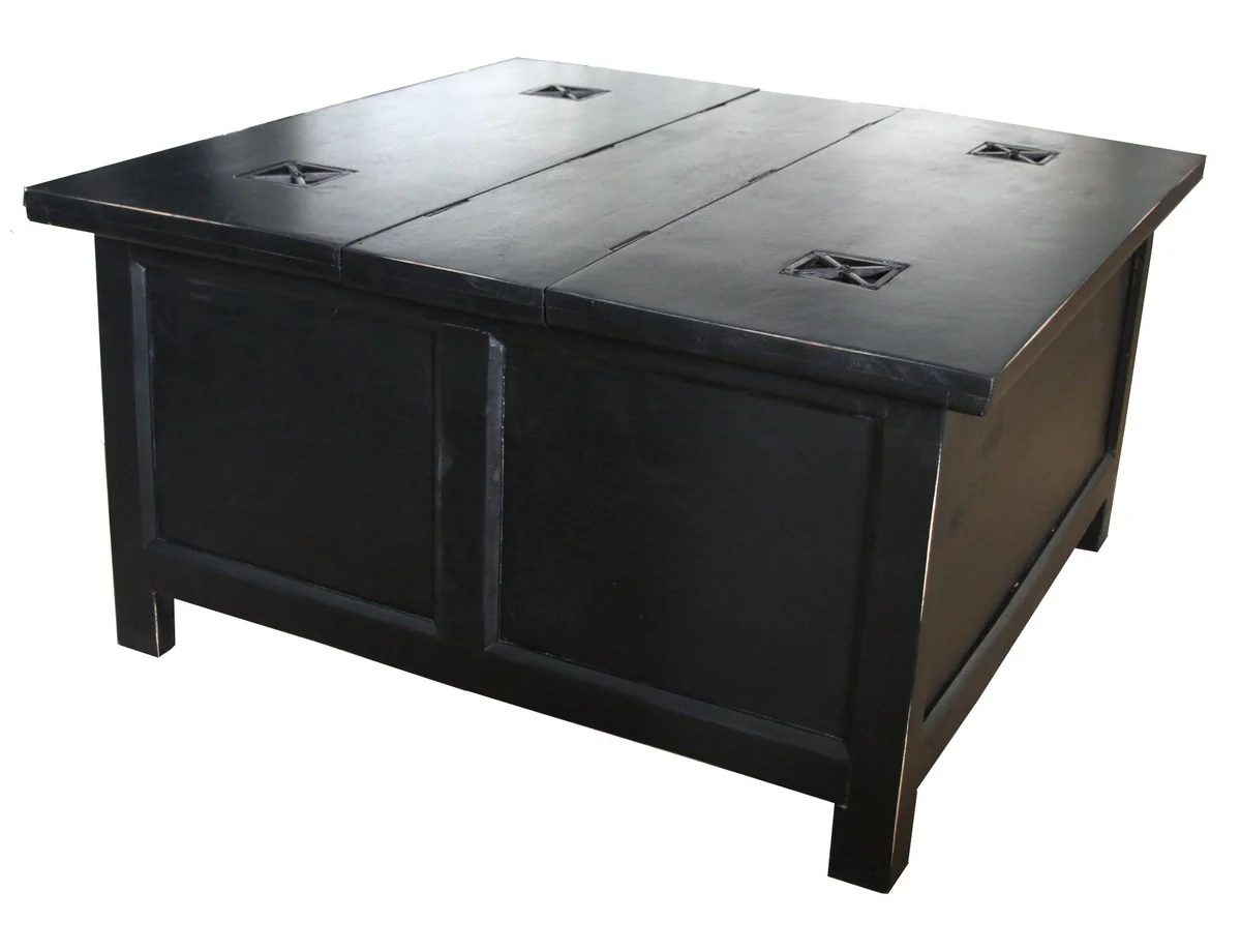 Casa Padrino plegable mesa de caf¨¦ en negro - 85.5 cm x 85.5 cm x H45 cm - estilo de pa¨ªs
