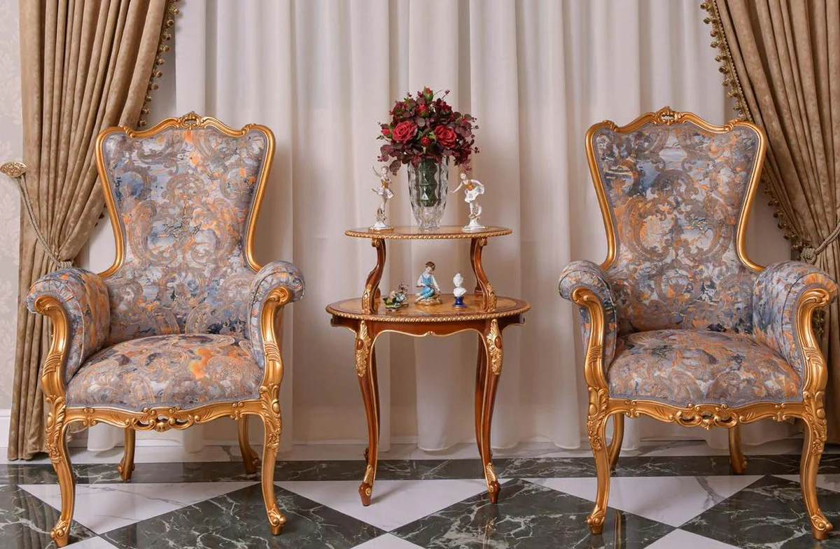 Casa Padrino mesa auxiliar barroco de lujo marr¨®n / natural / oro - Muebles Barrocos - Hecho en Italia