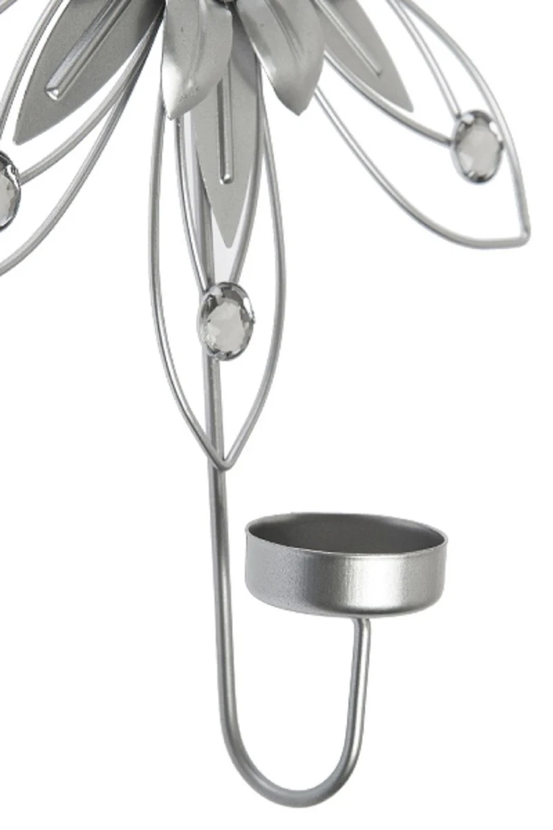 Casa Padrino conjunto de candelero de pared de diseño de 4 plata 26 x 6 x H. 32 cm - Decoración de Pared Decorativa