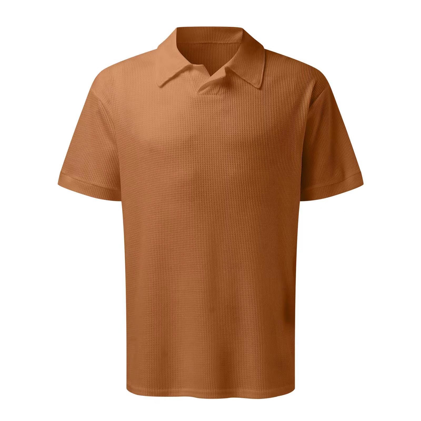 Suitmens Men's Brown Knit V-Neck Polo Shirt