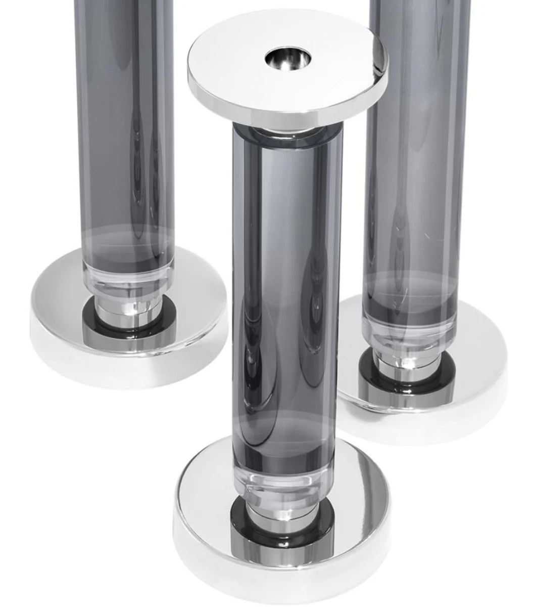 Casa Padrino set de velas soporte de cristal de de 3 gris / plata - Decoraci¨®n de Lujo