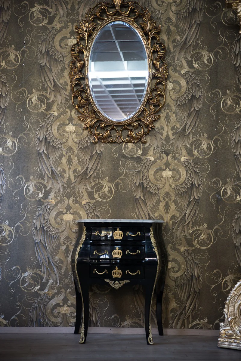 Pomp??s by Casa Padrino baroque chest with 3 drawers and marble top black / gold / white - Pomp??s baroque chest of drawers designed by Harald Gl??ckler