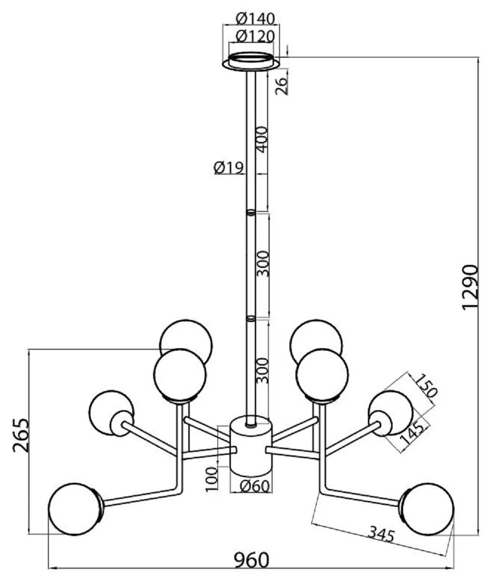 Casa Padrino Araña Plata / Blanco Ø 96 x H. 26,5 cm - Araña Moderna con Pantallas de Lámparas Redondas de Vidrio Esmerilado