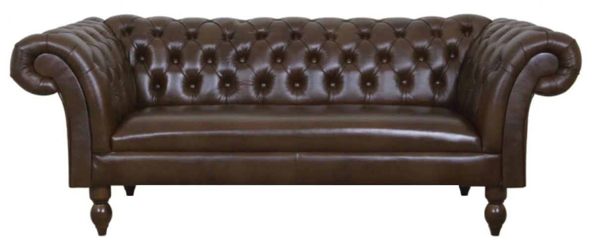 Casa Padrino sof¨¢ de 2 plazas de lujo cuero genuino marr¨®n oscuro 180 x 90 x H. 80 cm - Muebles de Sal¨®n en Dise?o Chesterfield