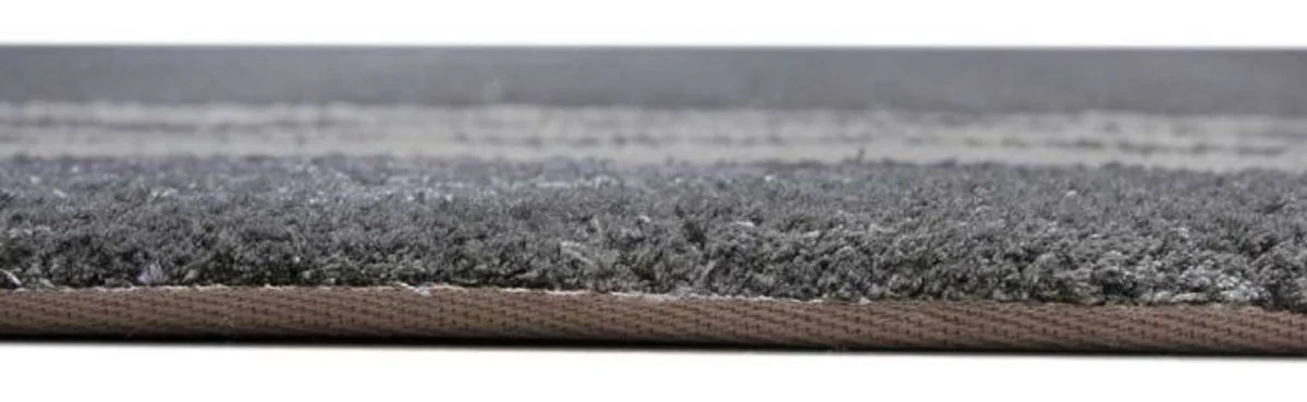 Casa Padrino alfombra de lujo de viscosa negro / gris 160 x 230 cm - Alfombra rectangular para salón - Alfombra moderna para dormitorio - Interior de lujo - Calidad de lujo