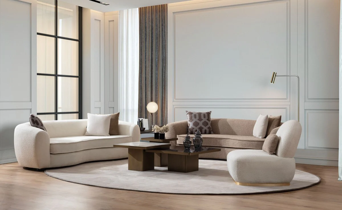 Casa Padrino sof¨¢ de lujo blanco / negro 250 x 106 x A. 72 cm - Sof¨¢ de sal¨®n - Sof¨¢ de hotel - Muebles de sal¨®n - Interiores de sal¨®n - Muebles de hotel - Muebles de lujo - Interiores de lujo