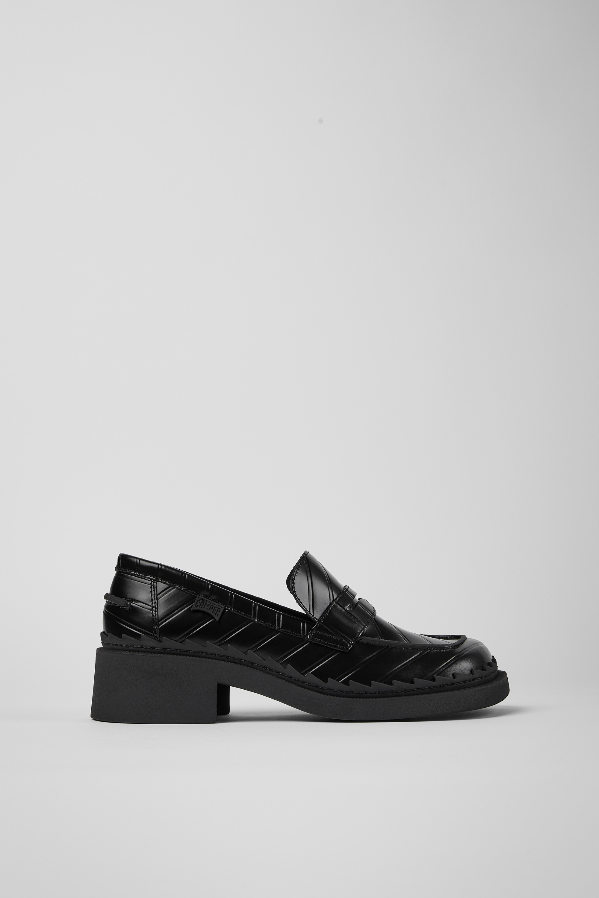 Twins - Black leather loafers for women