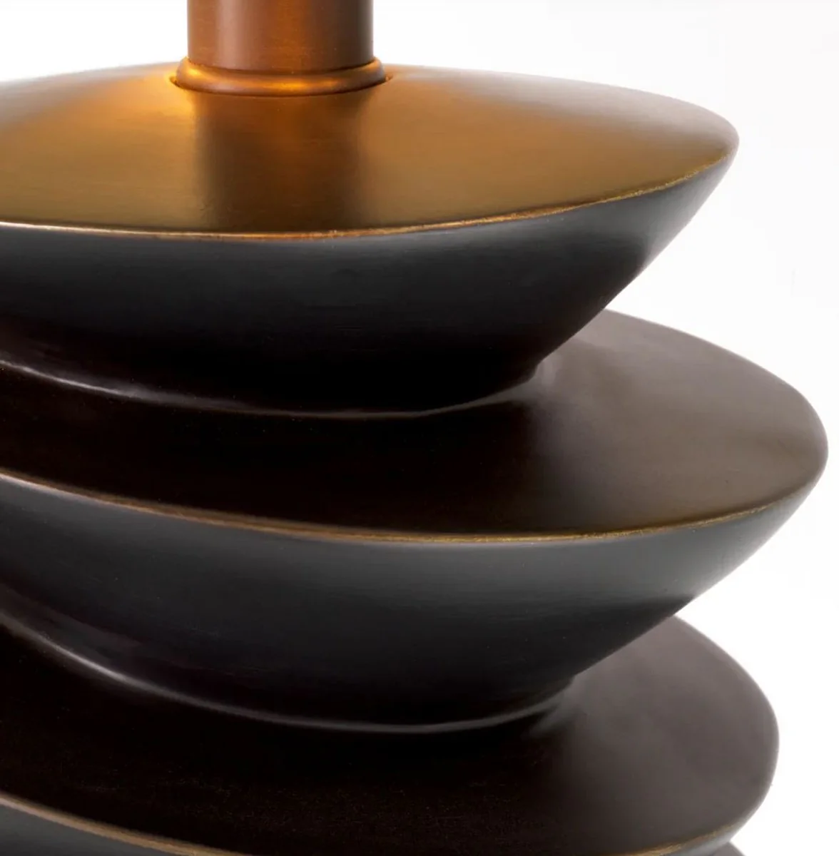 Casa Padrino lámpara de mesa de lujo negro / bronce Ø 44 x A. 80,5 cm - Lámpara de escritorio con pantalla redonda y base de granito - Lámparas de mesa de lujo - Lámparas de escritorio