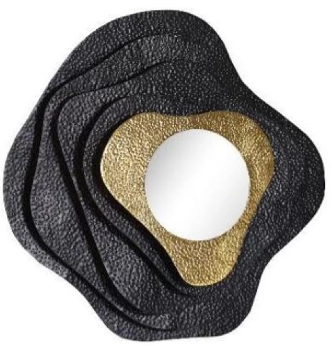 Casa Padrino espejo de dise?o negro / oro 96 x A. 96 cm - Espejo de pared moderno de metal galvanizado y con recubrimiento de polvo - Colecci¨®n de Lujo