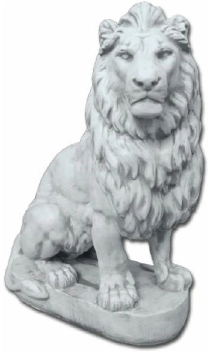 Casa Padrino figura decorativa de fibra de vidrio de lujo león mira a la derecha gris 100 x 50 x A. 140 cm - Escultura de decoración - Decoración de sala de estar - Figura de ecoración de jardín