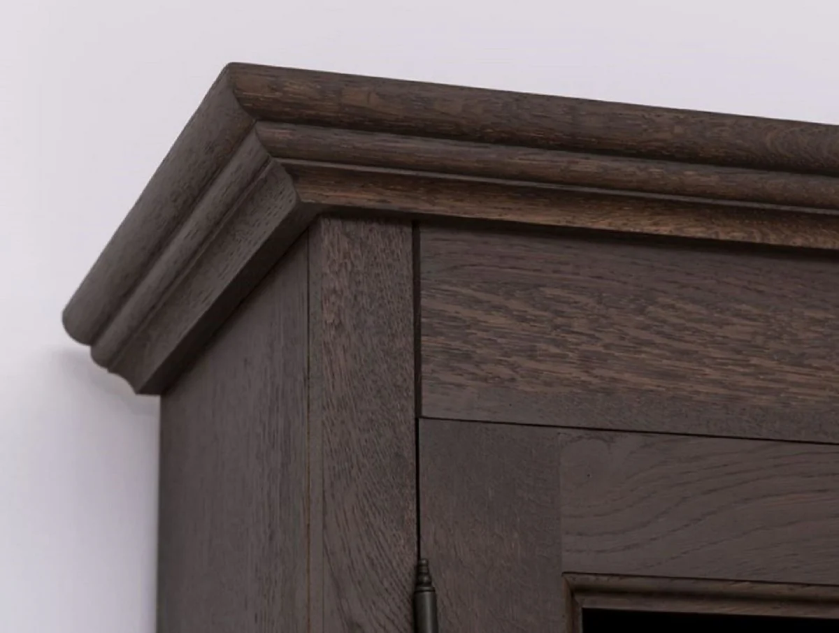 Casa Padrino armario de comedor de estilo campestre marr¨®n oscuro 138 x 50 x A. 197 cm - Armario de cocina de madera maciza - Muebles de comedor en estilo campestre