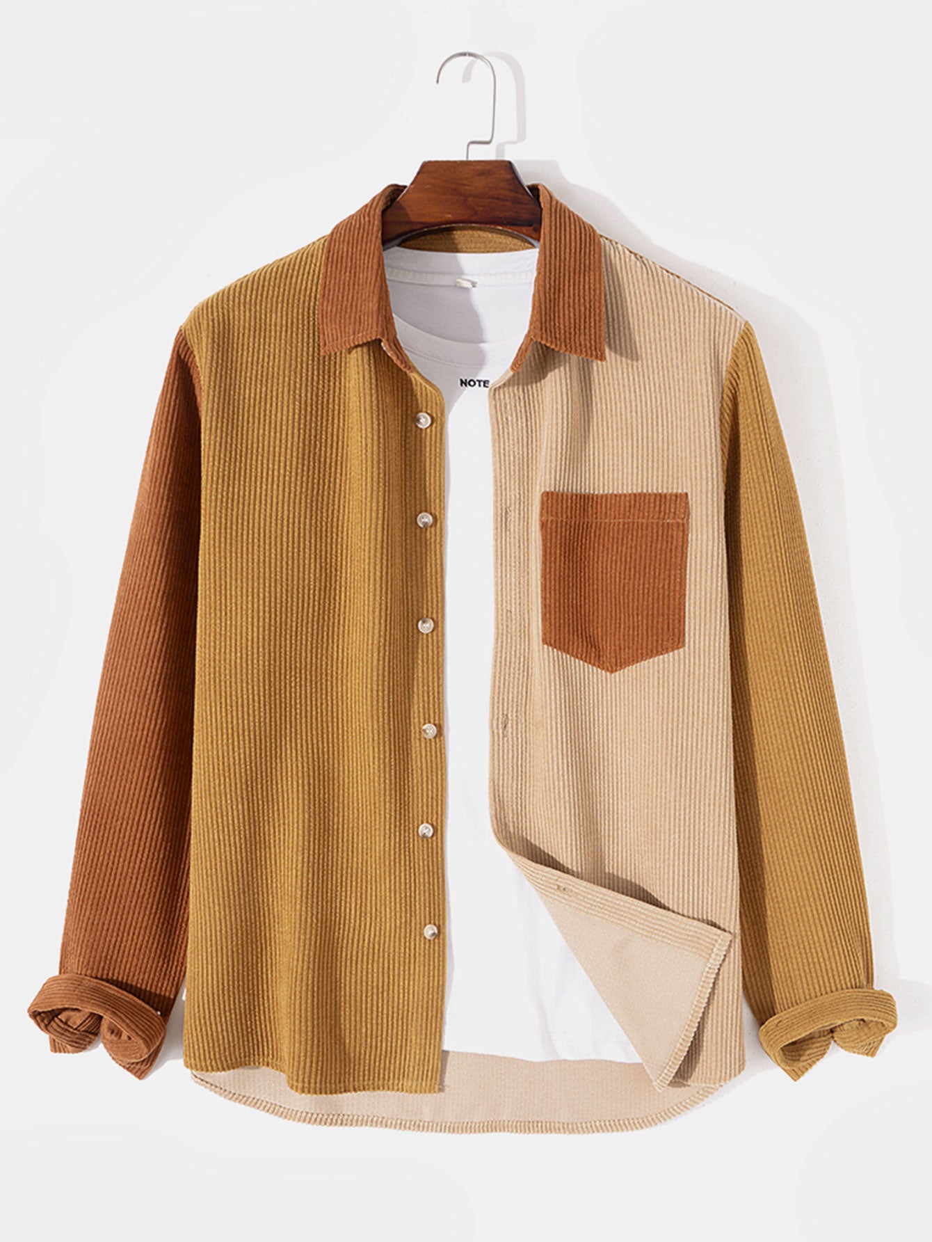 Corduroy Patchwork Button Up Shirt