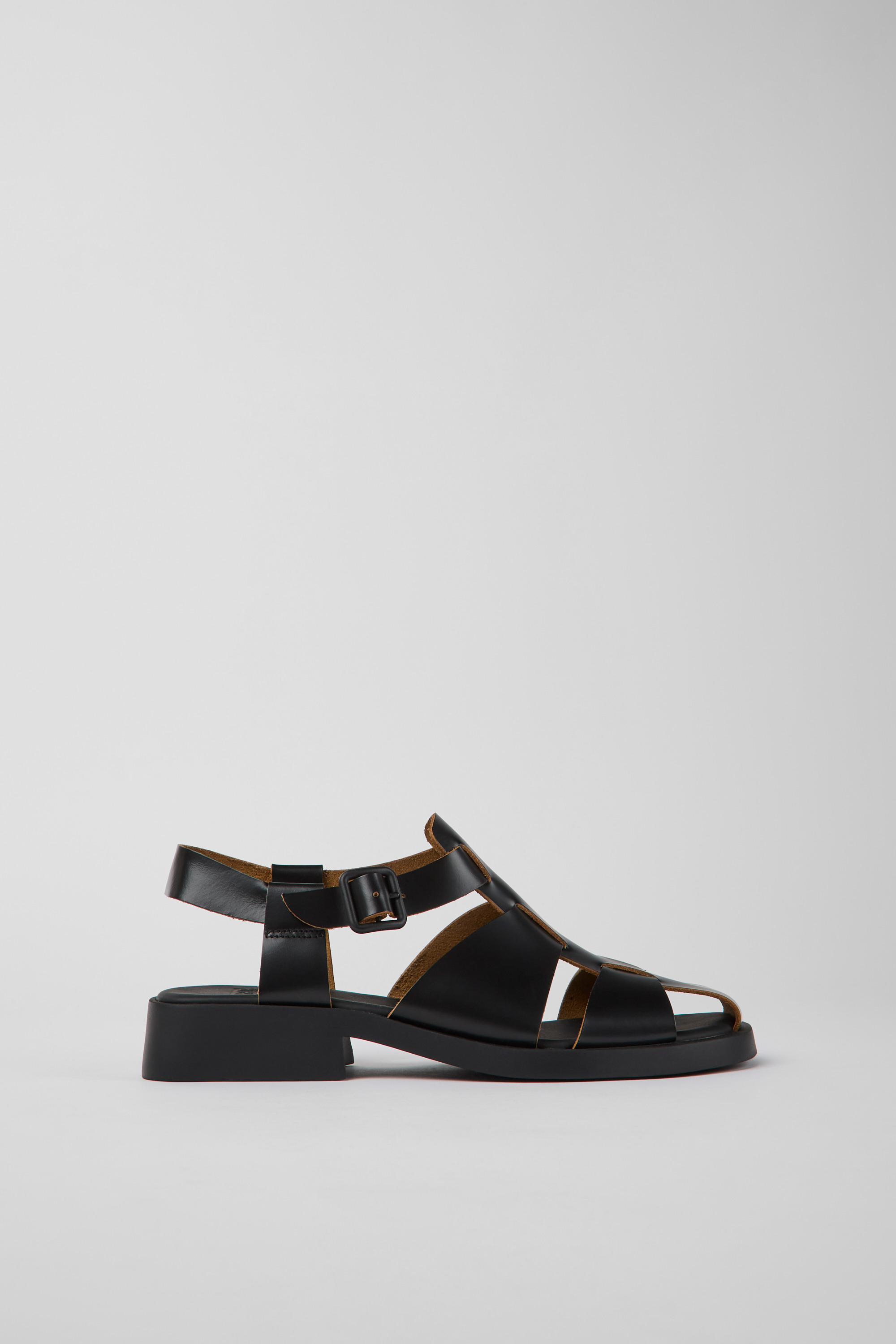 Dana - Black leather sandals for women