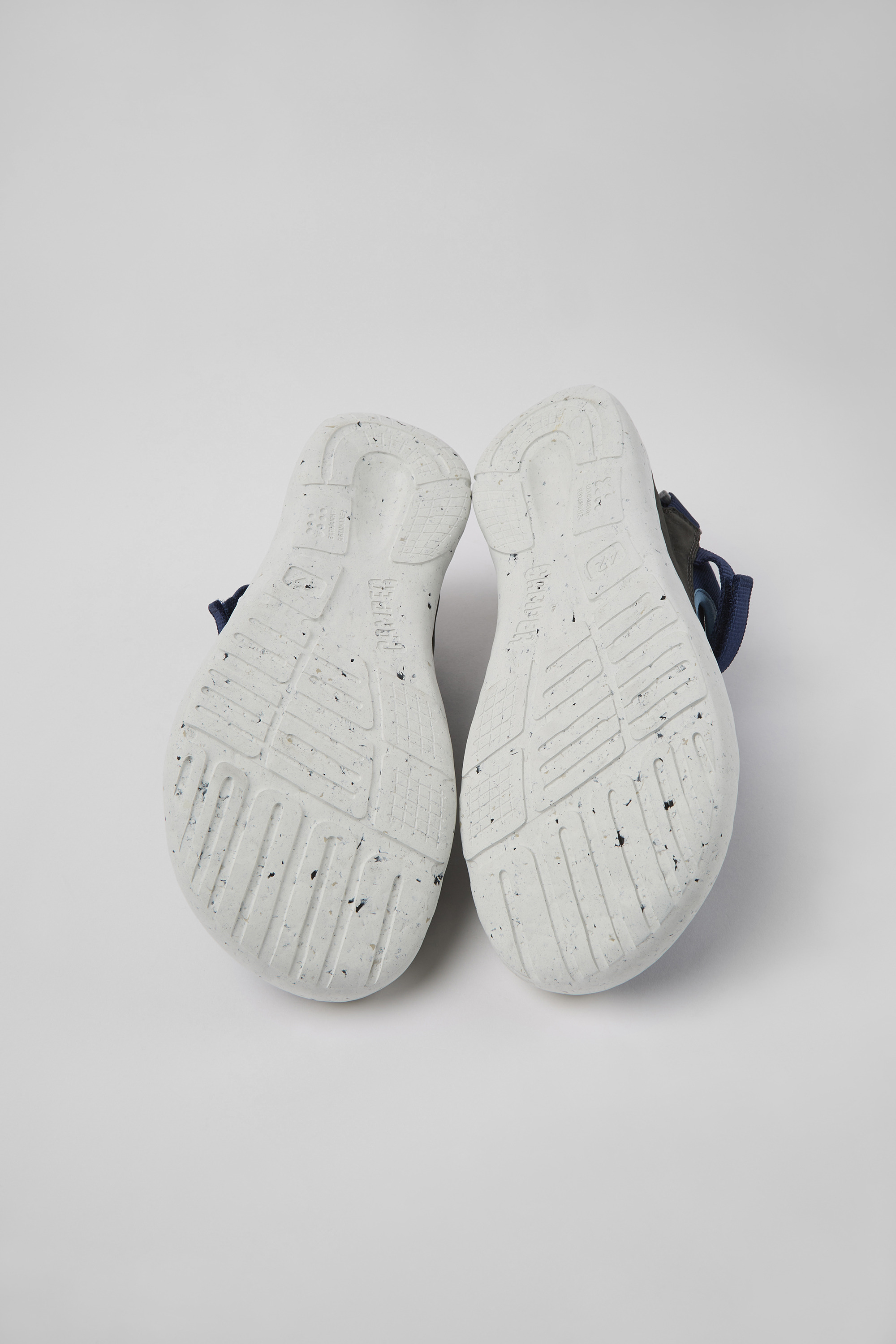 Peu Stadium - Blue and gray leather and textile semi-open sneakers for men