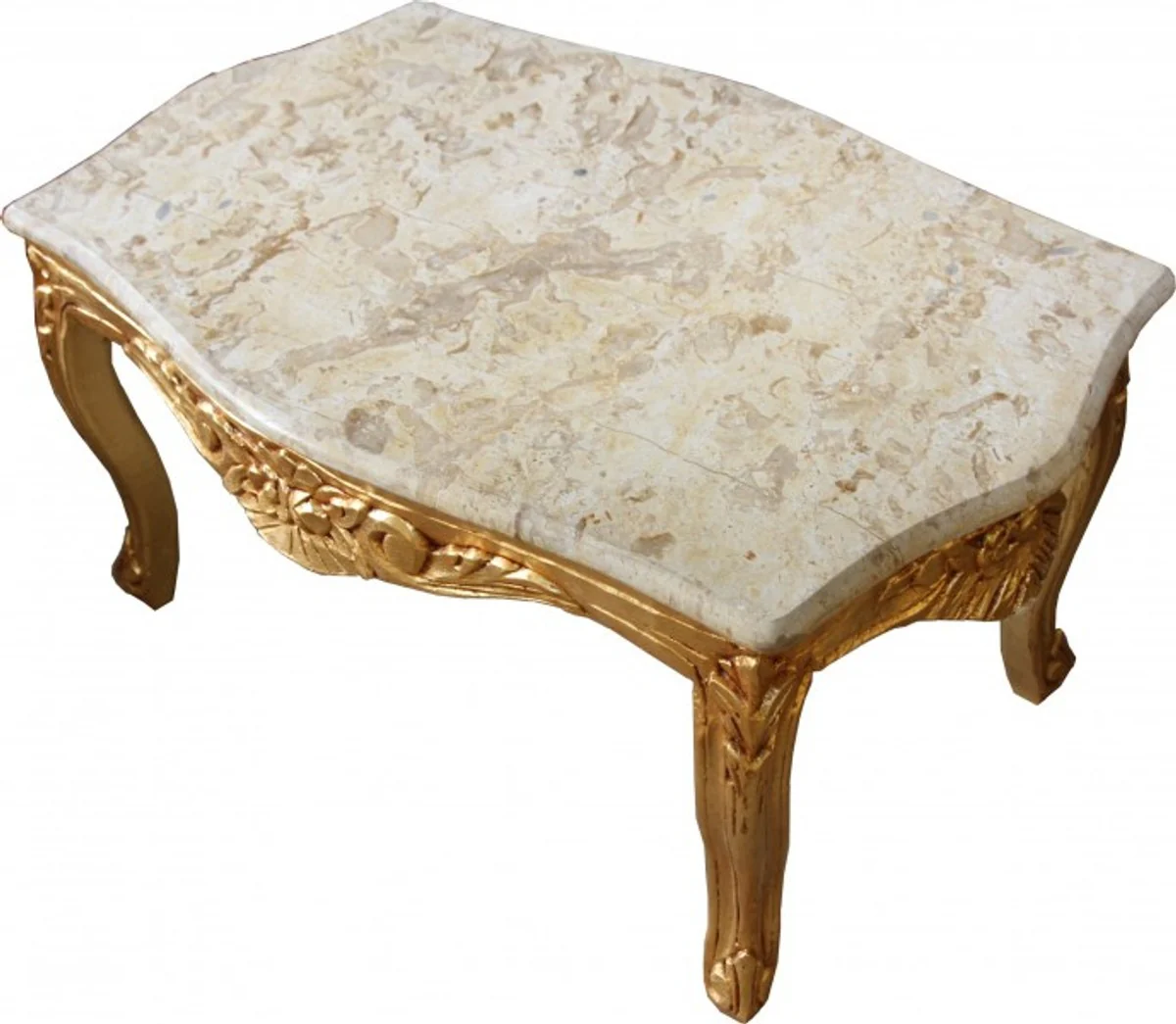 Casa Padrino Baroque coffee table gold with a cream marble top 99 x 63 cm - Limited Edition