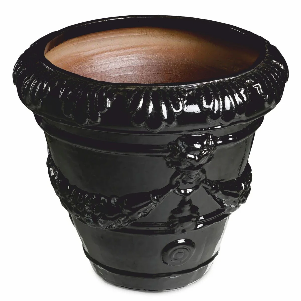 Casa Padrino maceta barroco de lujo de cer¨¢mica negro ? 60 x Al. 56 cm - Decoraci¨®n de jard¨ªn