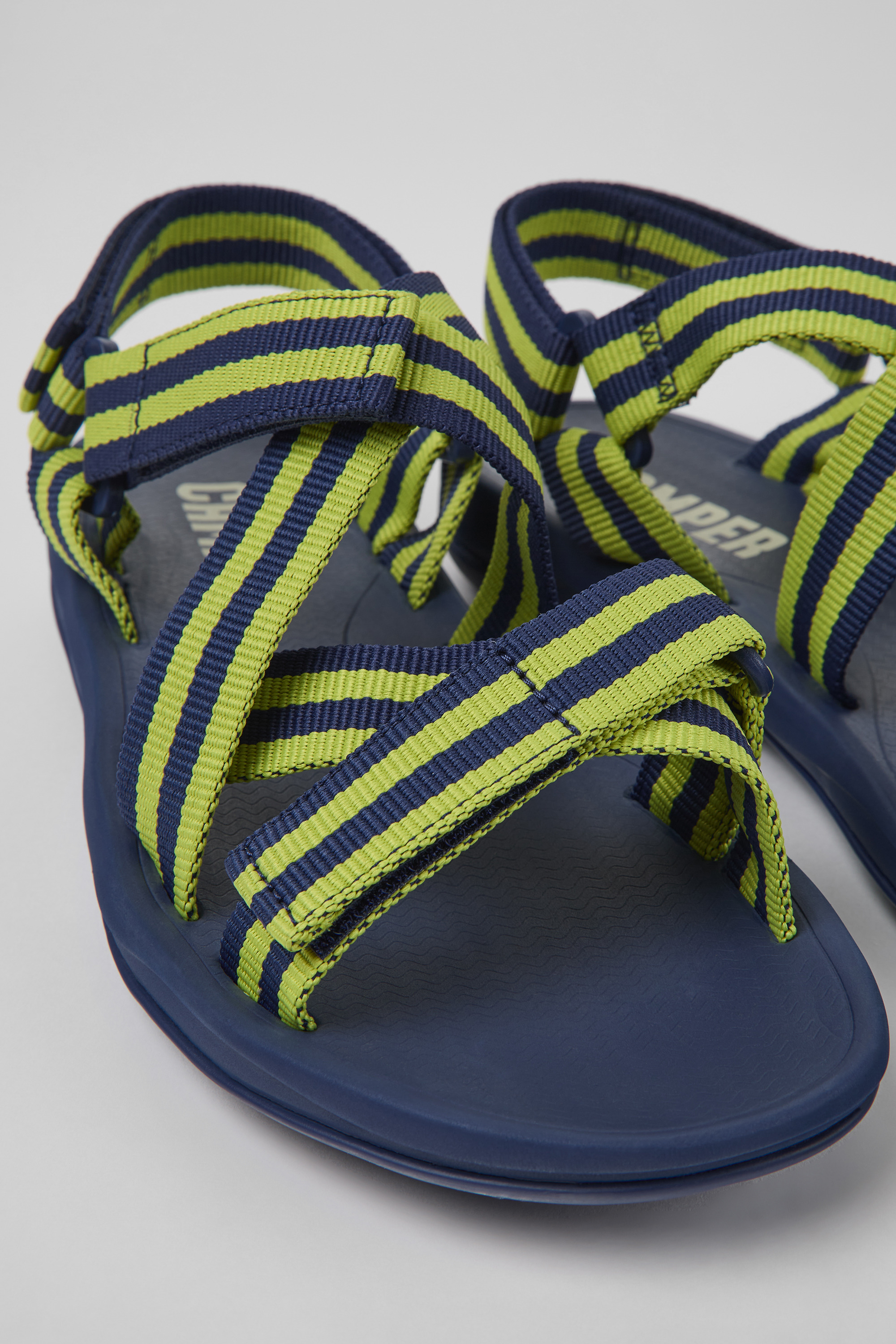 Match - Blue and yellow textile sandals for men