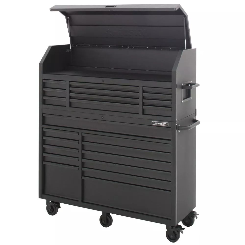 HEAVY-DUTY 56 IN. W 23-DRAWER, DEEP COMBINATION TOOL CHEST AND ROLLING CABINET SET IN MATTE BLACK