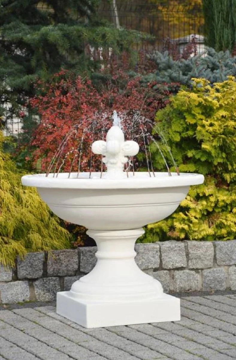 Casa Padrino fuente Art Nouveau lirio blanco Ø 102 x A. 110 cm - Magnífica Fuente de Jardín - Fuente de Decoración de Jardín - Accesorios de Decoración de Jardín Barroco y Art Nouveau