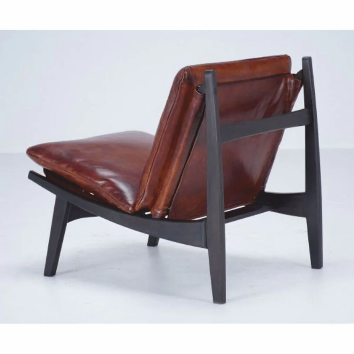 Casa Padrino sill¨®n Chesterfield de lujo de cuero genuino marr¨®n / antracita - Muebles de cuero genuino