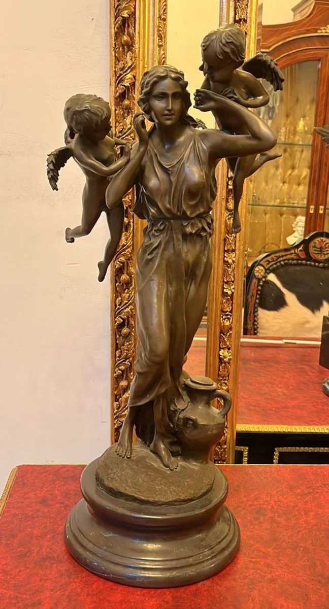 Casa Padrino escultura decorativa de bronce Art Nouveau mujer y ángeles A. 60 cm