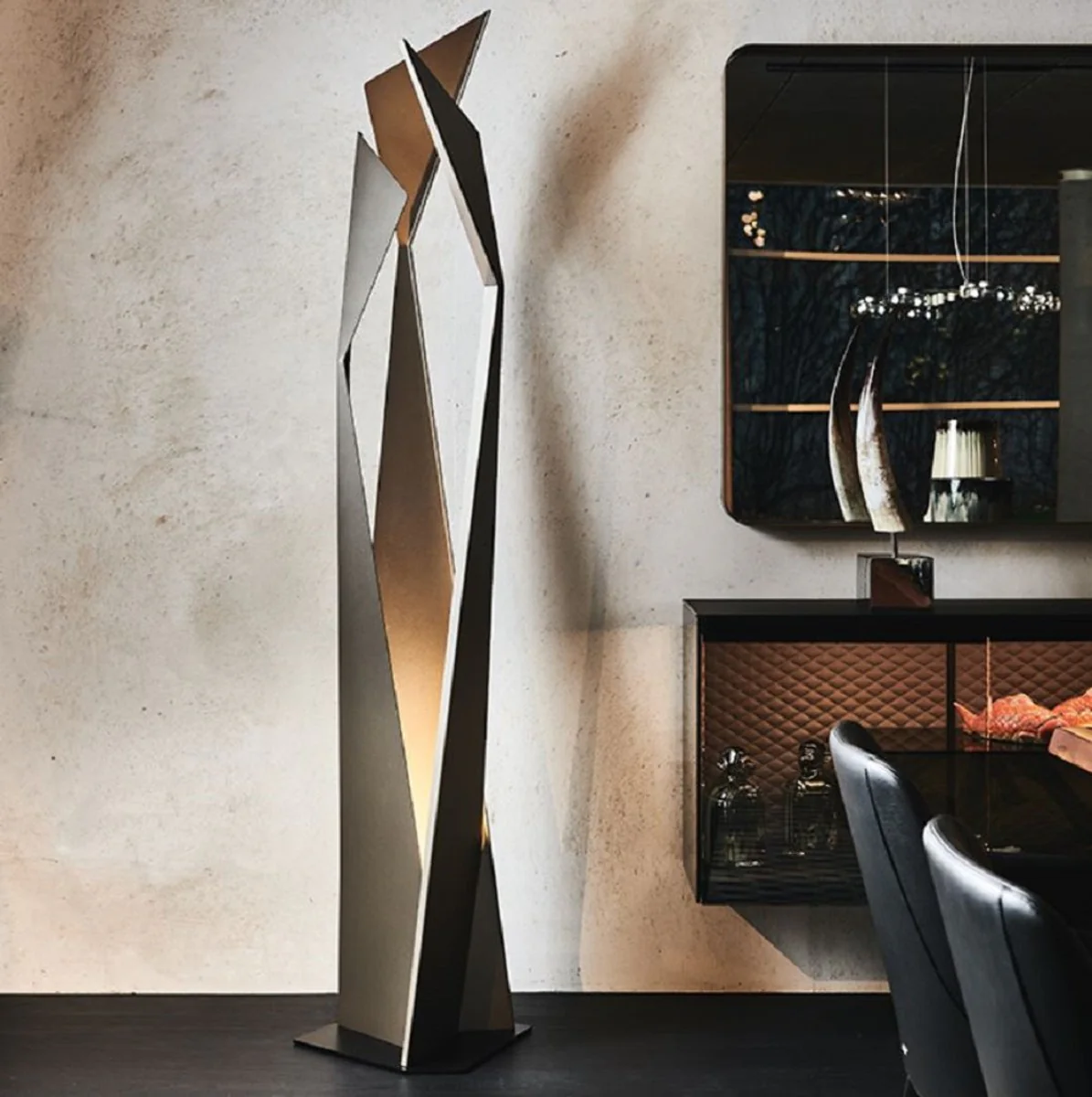 Casa Padrino lámpara de pie LED de diseño bronce / negro 47 x 40 x A. 204 cm - Lámpara de pie moderna de acero inoxidable - Lámpara de salón - Calidad de Lujo