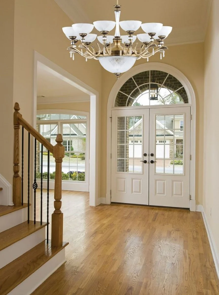 Casa Padrino ara?a de luces de cristal barroco de lujo lat¨®n con p¨¢tina / blanco ? 88 cm