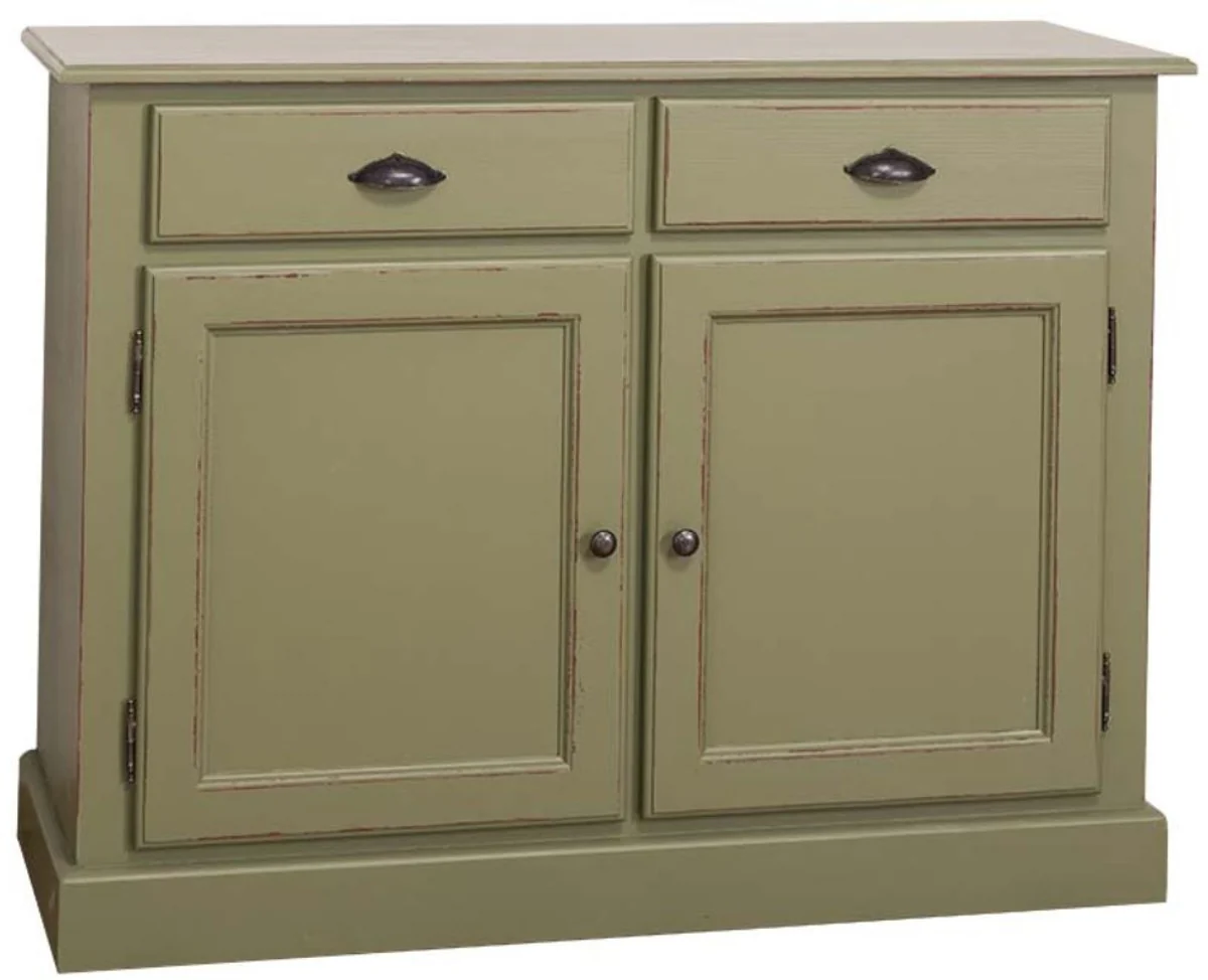Casa Padrino Gabinete de Cocina de Madera Maciza Style Campestre Shabby Chic Verde Antiguo 120 x 45 x H.90 cm - Mueble de Cocina en Estilo Campestre