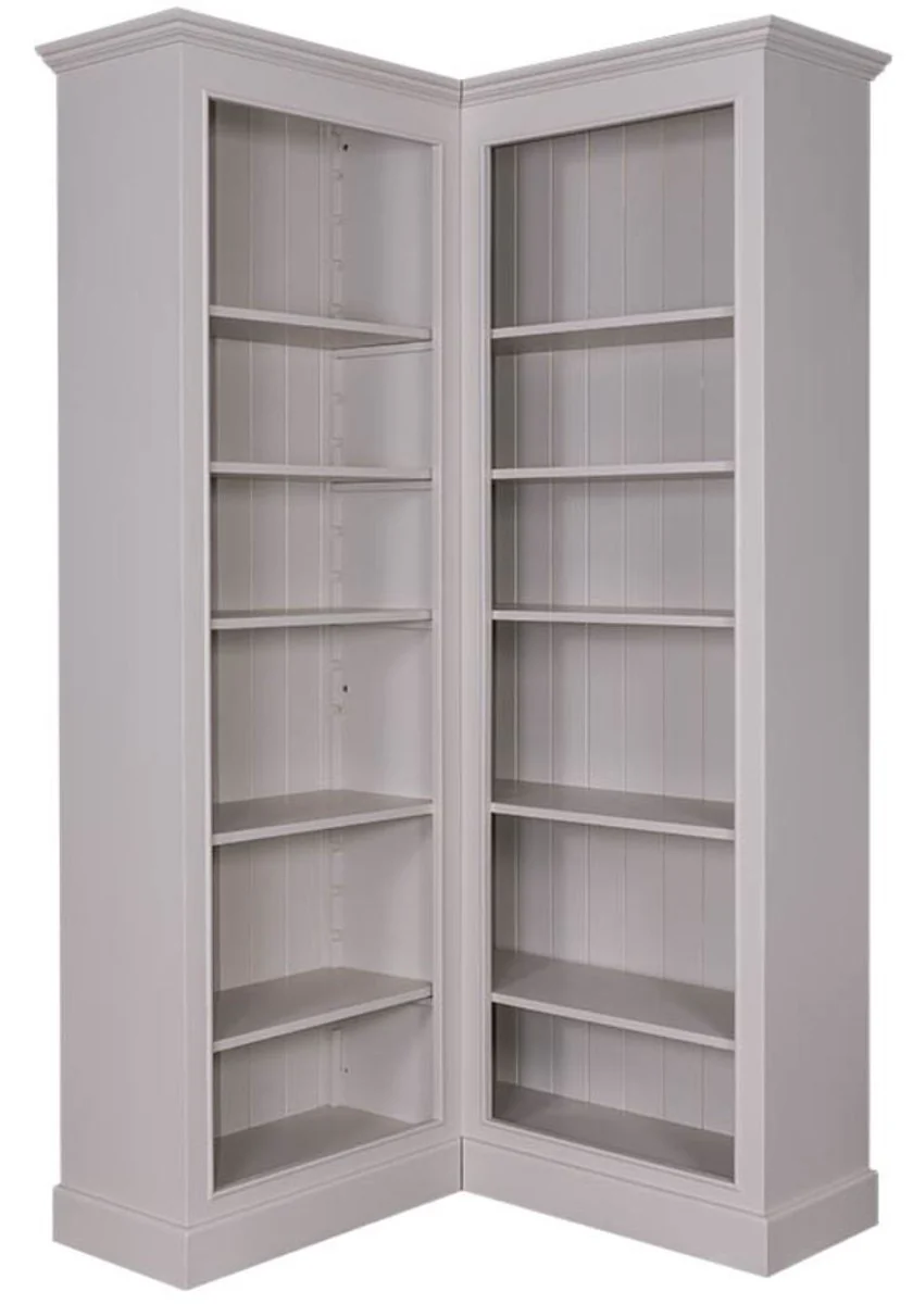 Casa Padrino gabinete de libros de esquina estilo country gris 108 x 108 x H. 210 cm - Armario de Esquina de Estilo Country