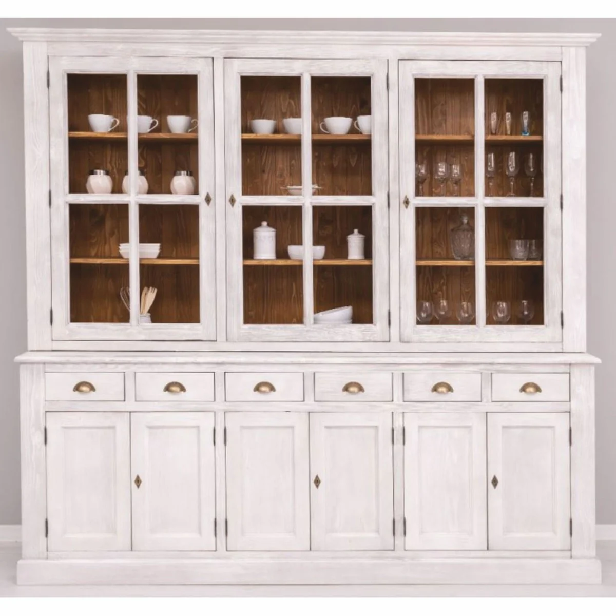 Casa Padrino armario de comedor de estilo campestre gris claro / marr¨®n 245 cm - Muebles de comedor