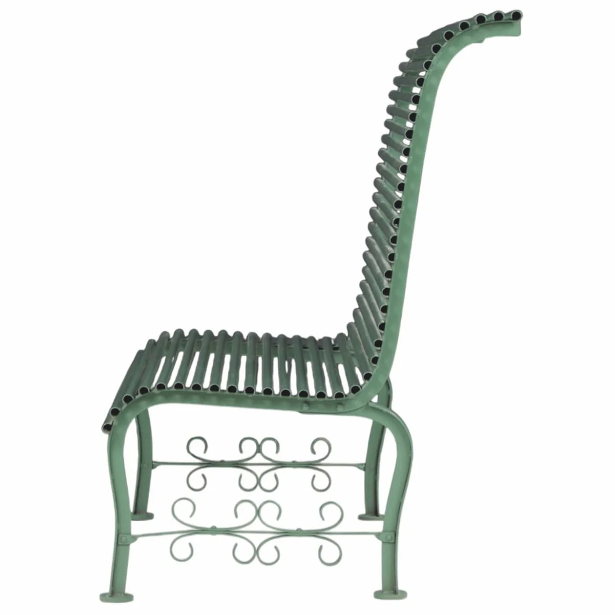 Casa Padrino Banco de Jard¨ªn Art Nouveau de Metal con Respaldo Alto Verde 116 cm - Muebles de Jard¨ªn