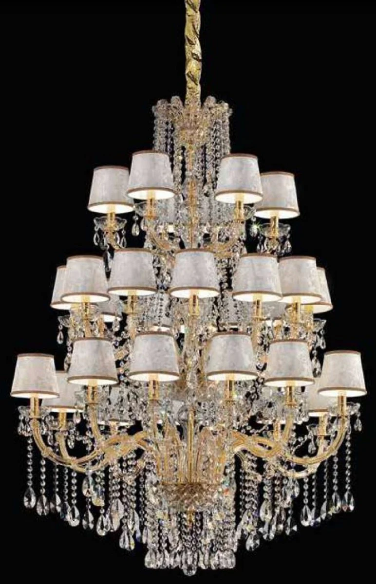 Casa Padrino araña de luces de cristal barroco de lujo oro / plata Ø 115 x A. 140 cm - Gran lámpara de araña con cristal veneciano - Noble y Magnífico - Calidad de Lujo - Hecho en Italia