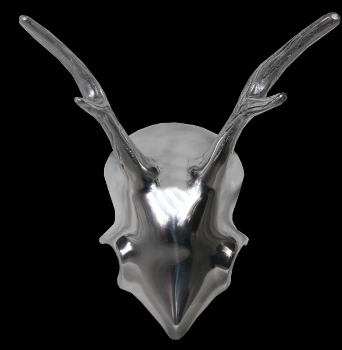 Casa Padrino designer decoration deer antlers in polished aluminum silver H 24 cm, W 22 cm - wall figure - antlers - antlers wall