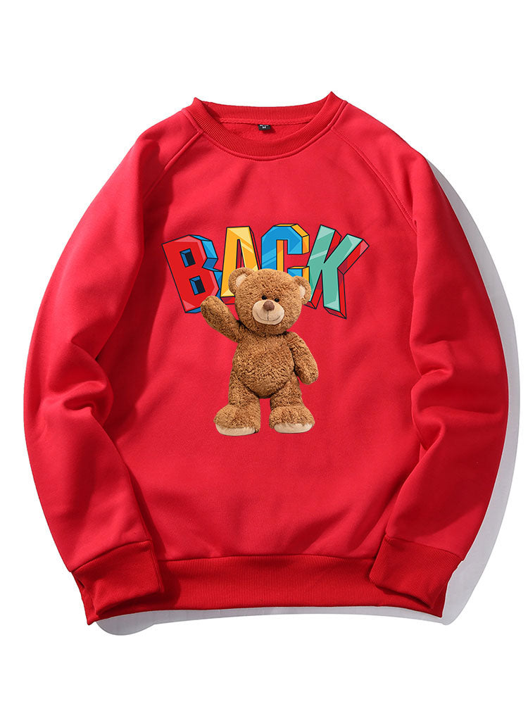Cute Bear Print Raglan Sleeve Sweatshirt