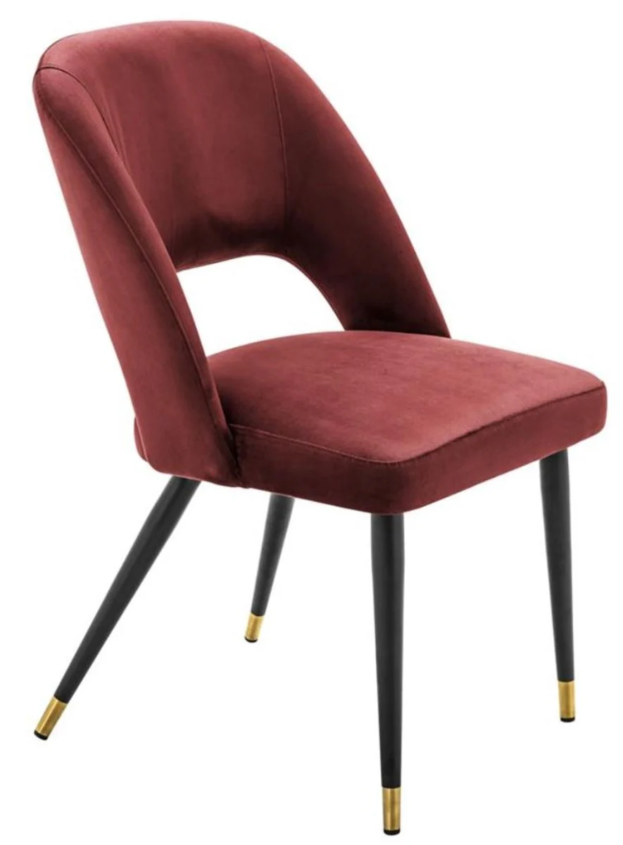 Casa Padrino luxury dining chair burgundy / black 52 x 58 x H. 85 cm - Luxury Dining Room Furniture