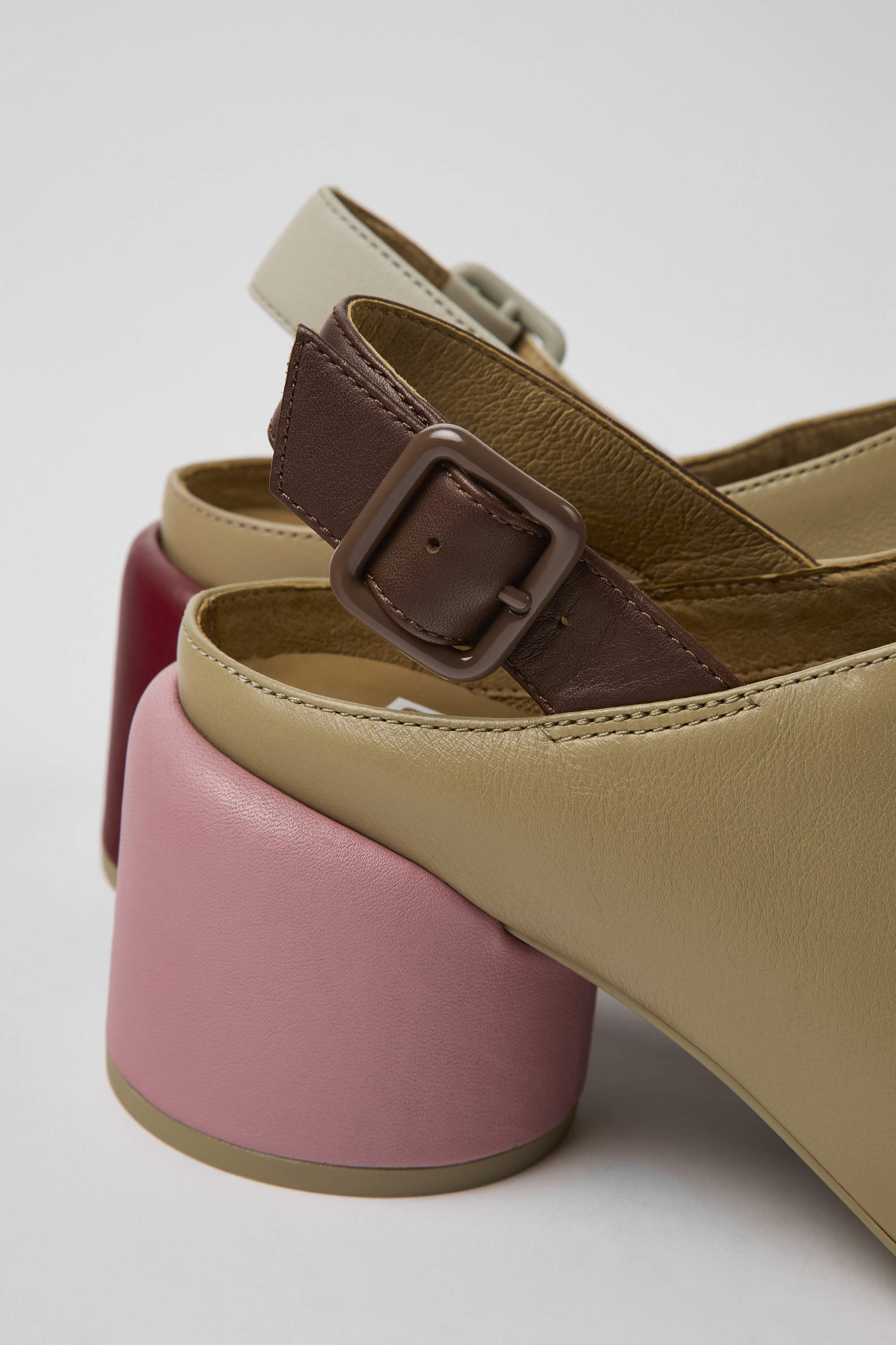 Twins - Beige leather heels for women