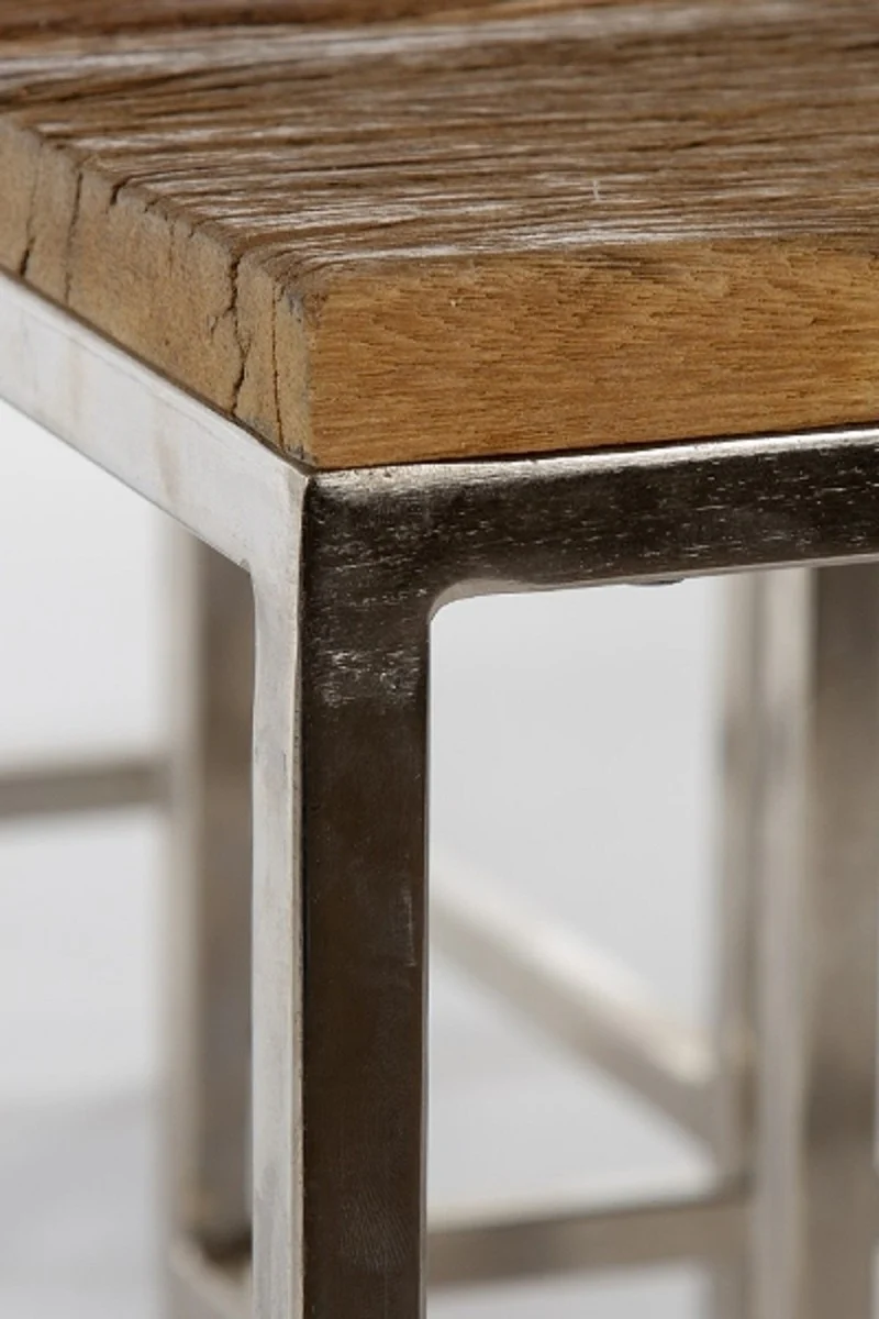 Casa Padrino conjunto de mesa auxiliar de lujo marr¨®n / plata 45 x 30 x H. 45 cm - Mesas Laterales con Base de Metal