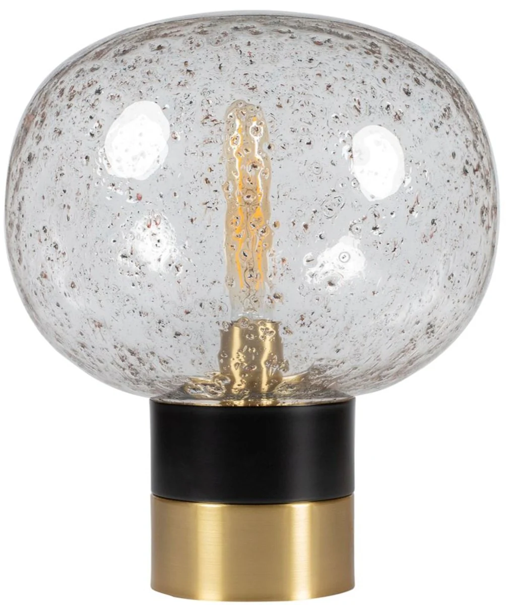 Casa Padrino lámpara de mesa de lujo negro / latón Ø 34 x H. 38 cm - Lámpara de Mesa de Diseño